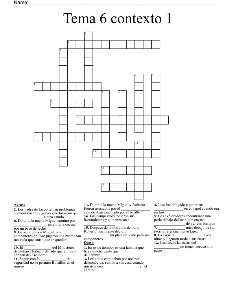Tema 6 contexto 1 Crossword