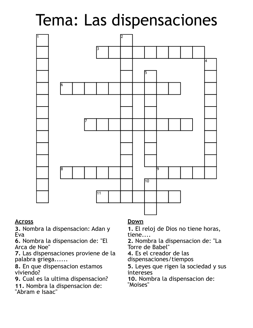 Tema: Las dispensaciones  Crossword