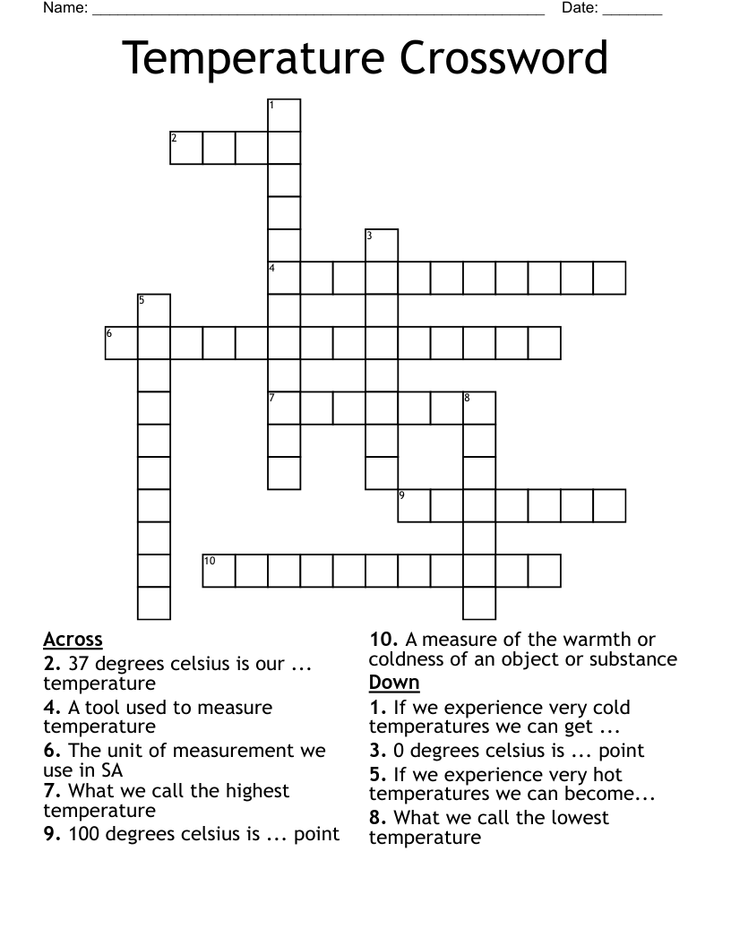 Temperature Crossword