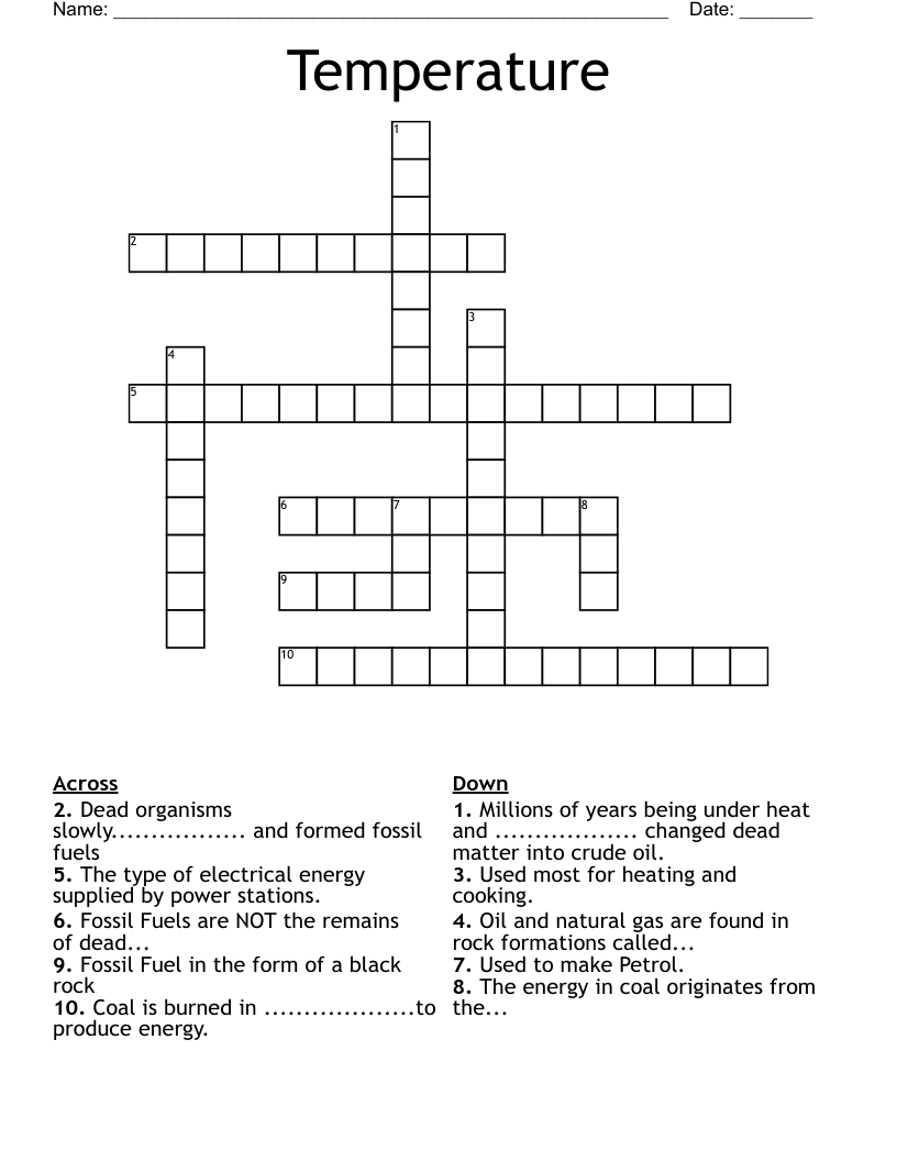 Temperature  Crossword
