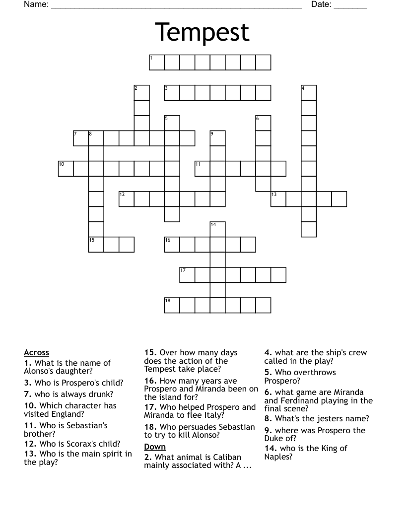 Tempest Crossword