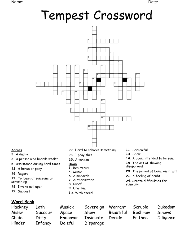 Tempest Crossword 
