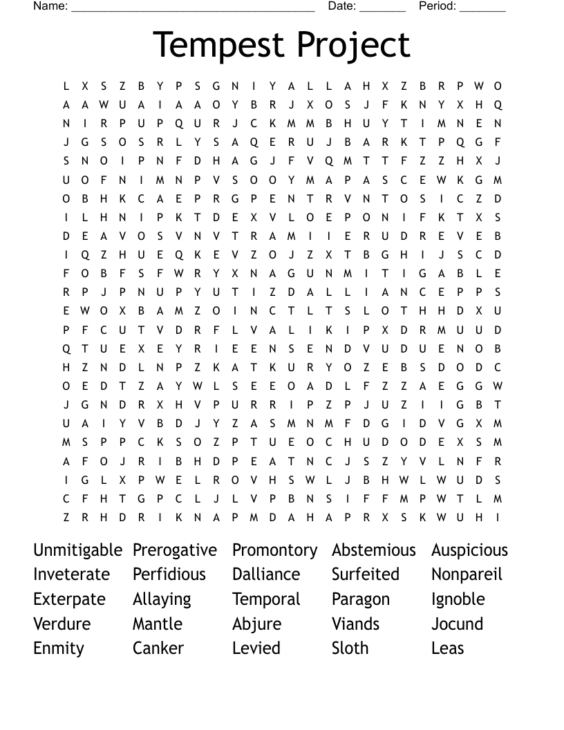 Tempest Project Word Search