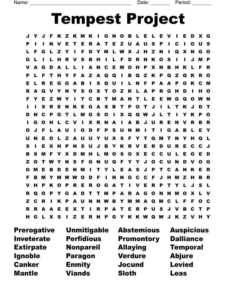 Tempest Project Word Search