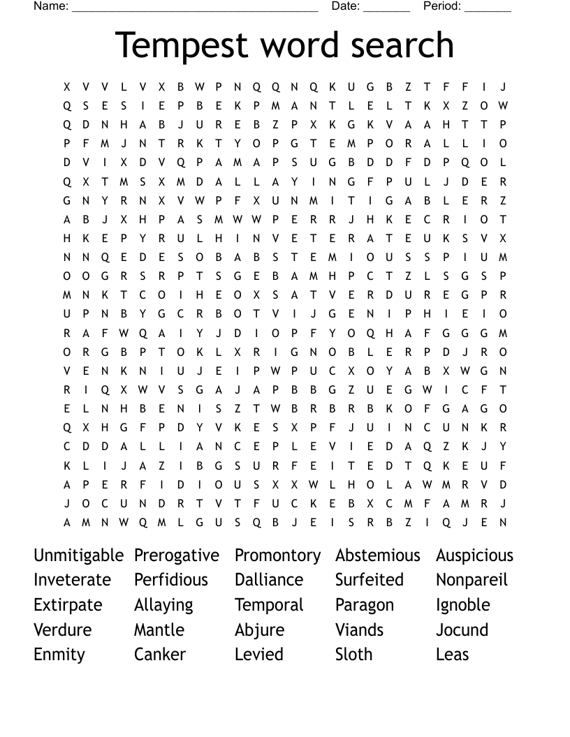 Tempest word search 