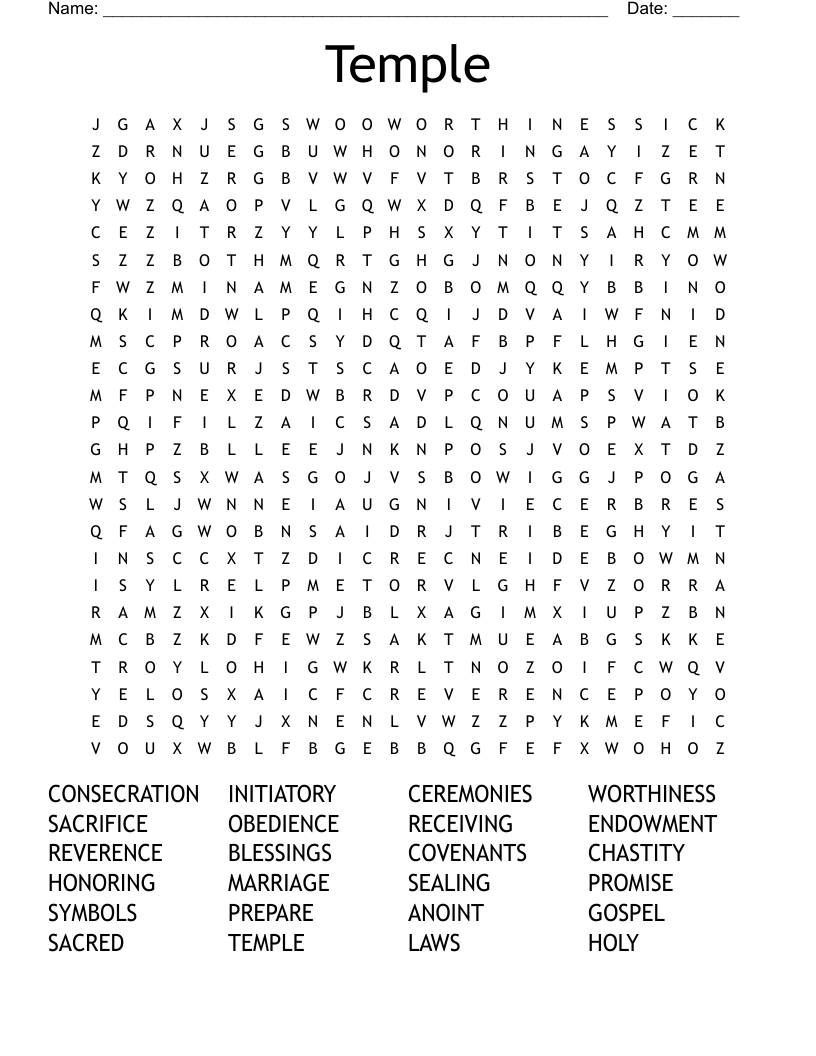 Temple Word Search