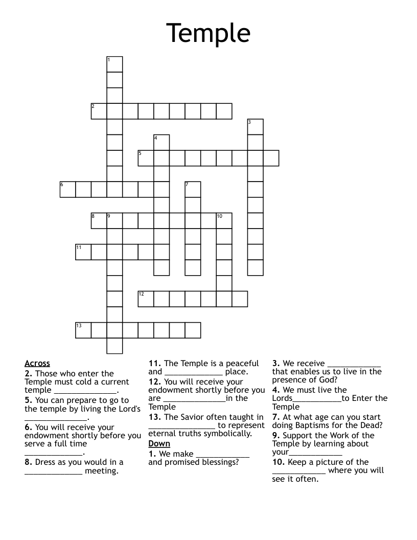 Temple Crossword