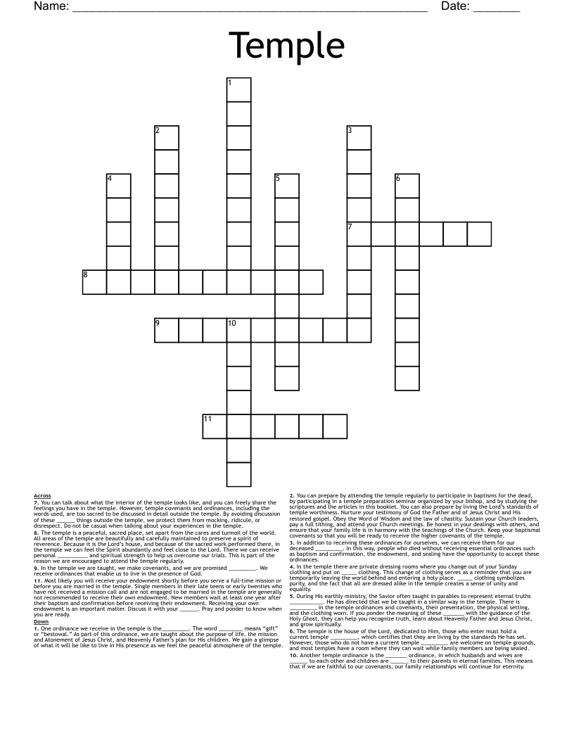 Temple  Crossword