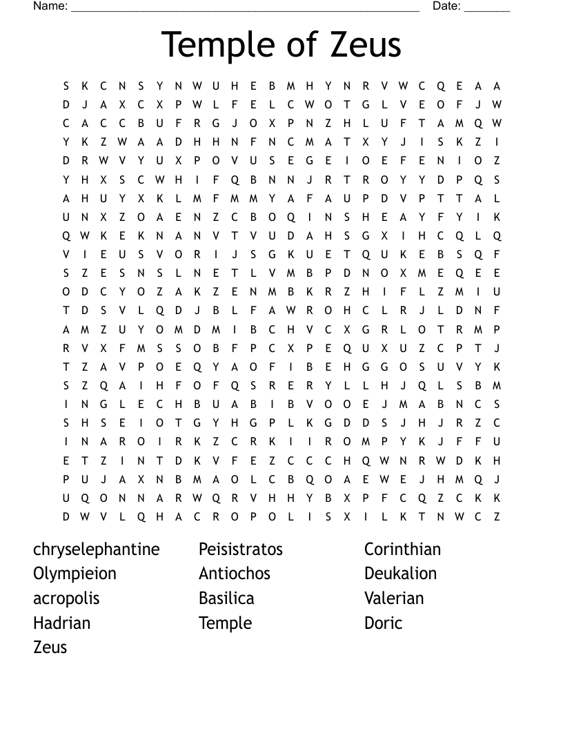 Temple of Zeus  Word Search
