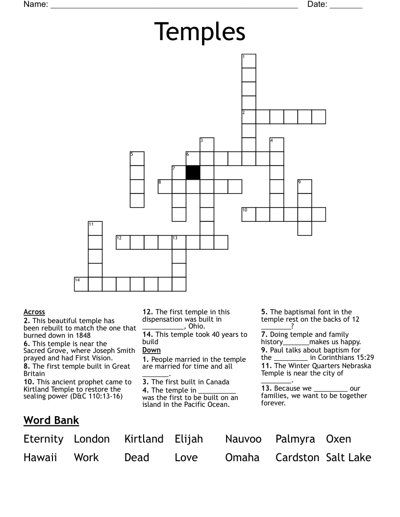 Temples Crossword