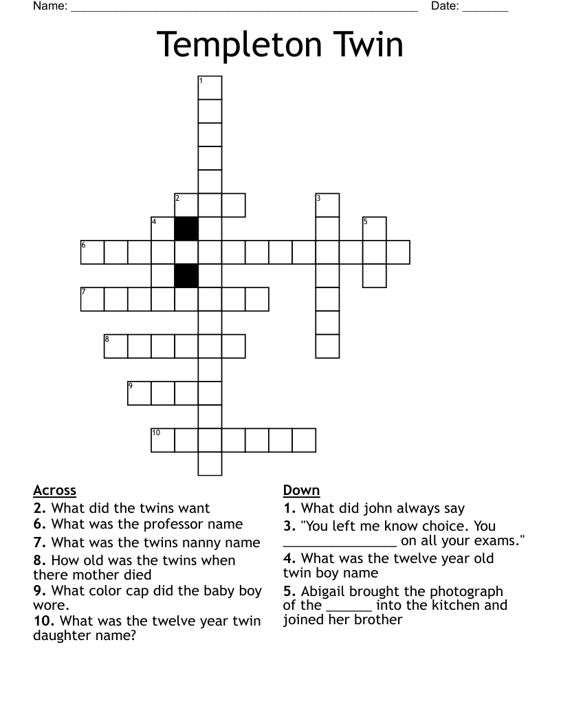 Templeton Twin Crossword