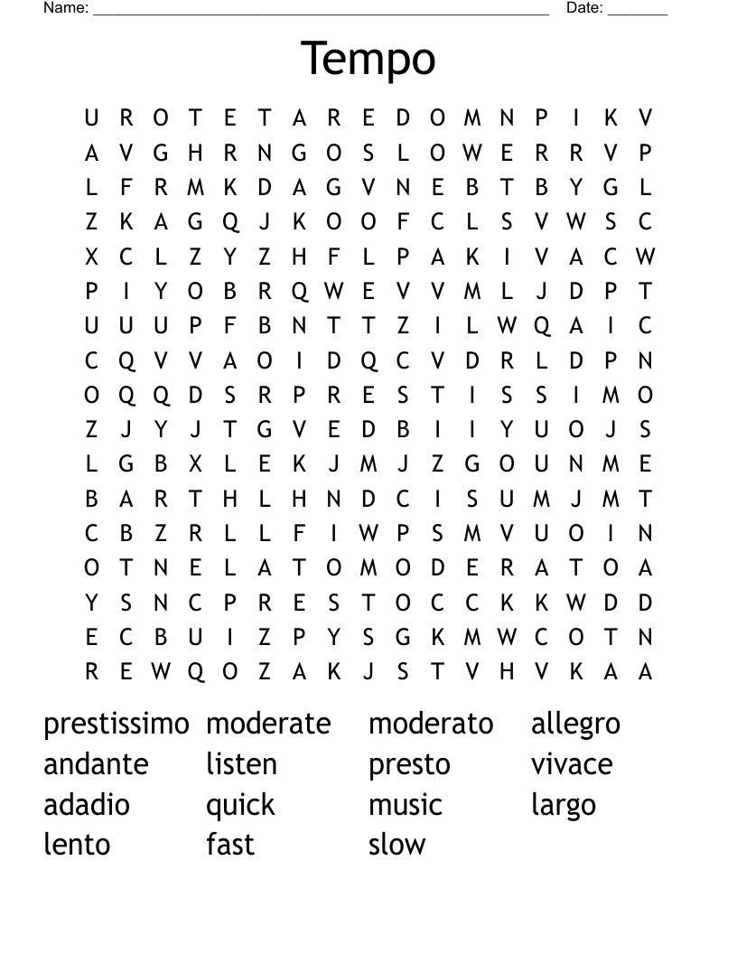Tempo Word Search