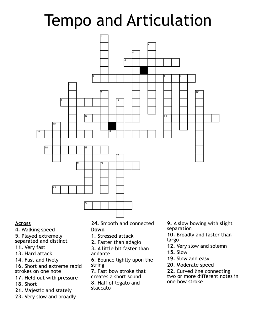 Tempo and Articulation Crossword