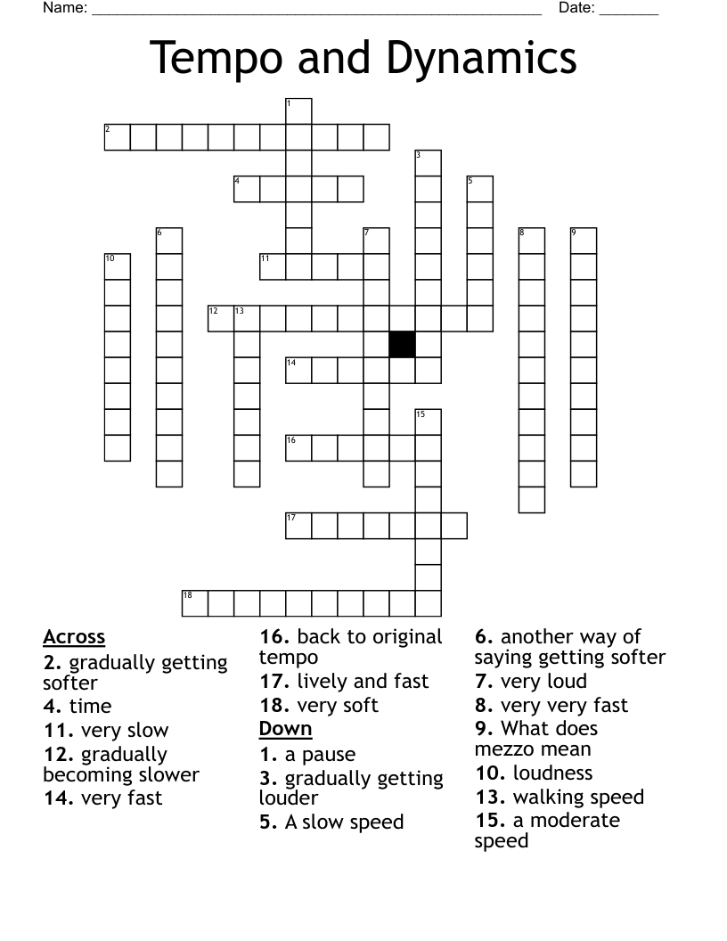 Tempo and Dynamics Crossword