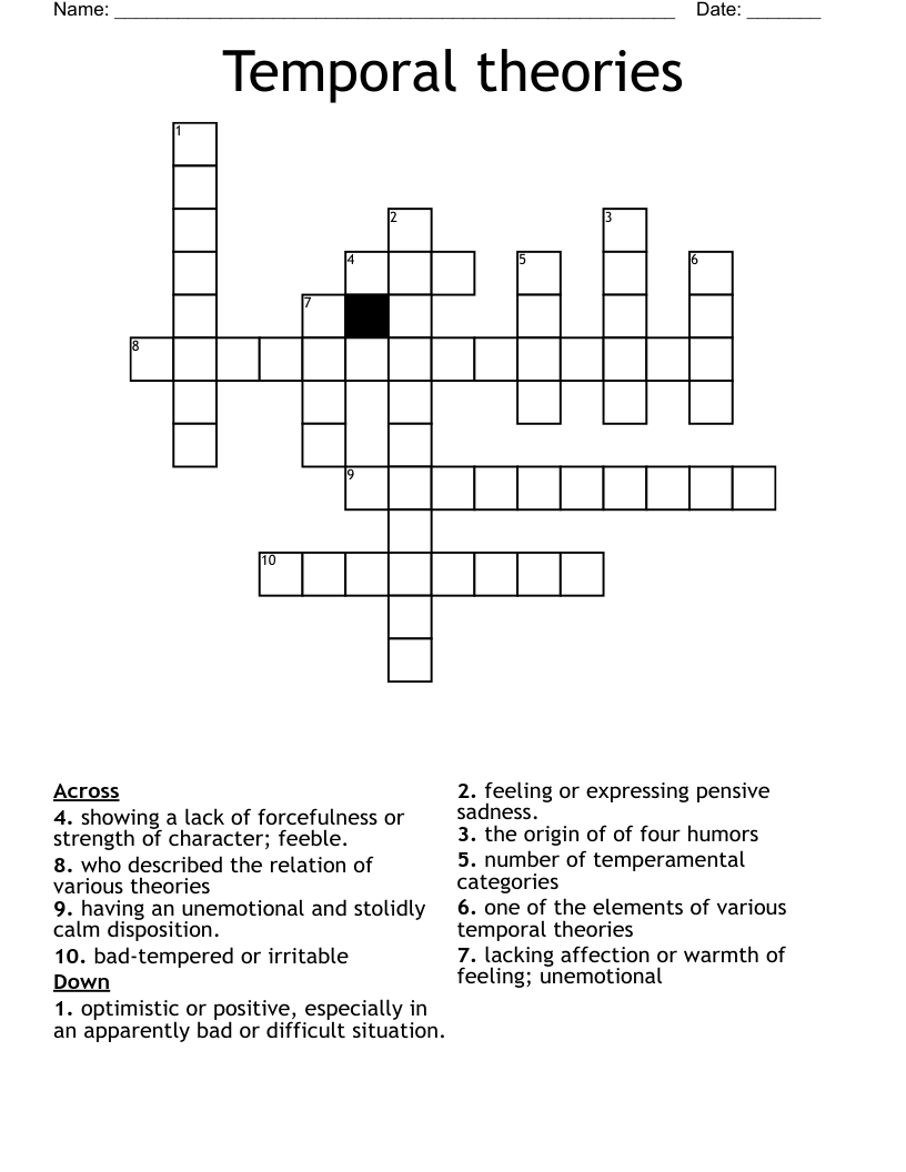 Temporal theories Crossword