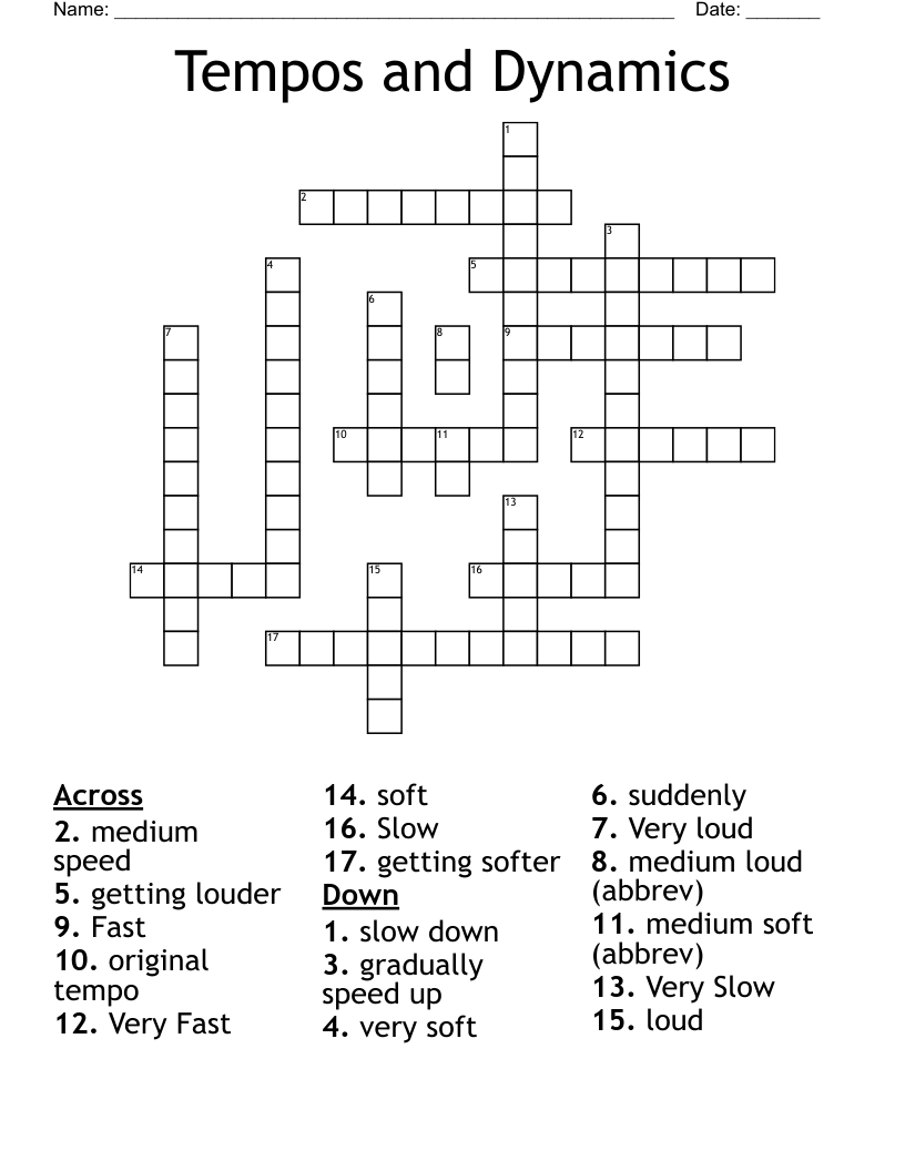 Tempos and Dynamics Crossword