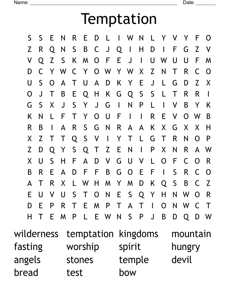 Temptation Word Search