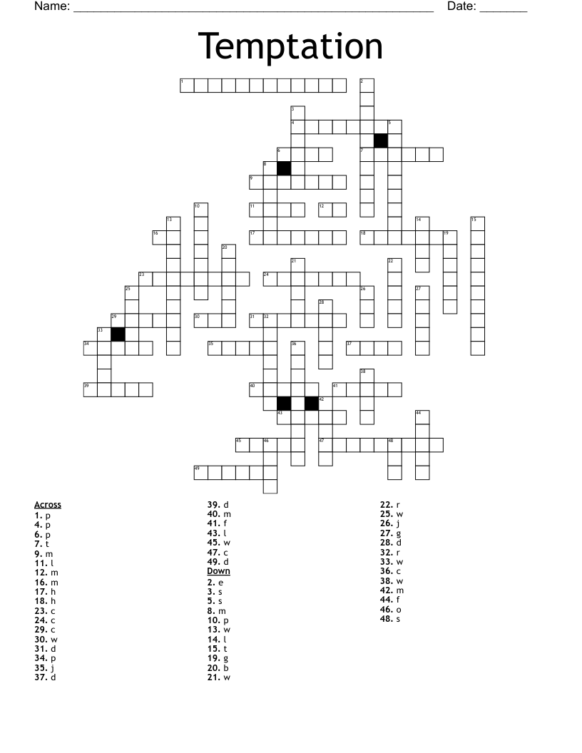 Temptation Crossword