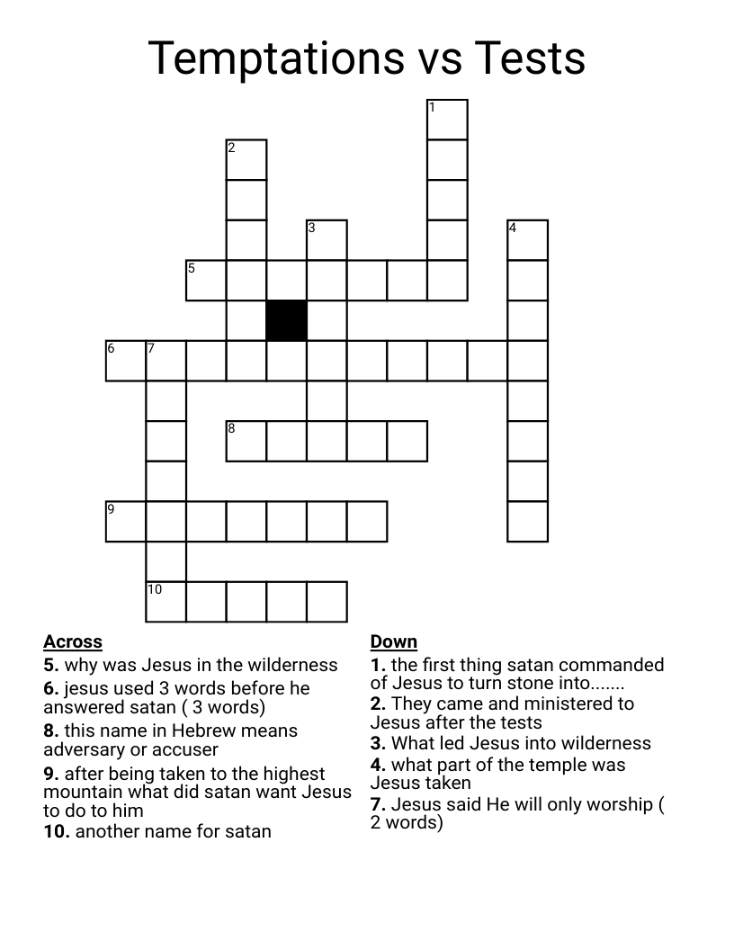 Temptations vs Tests Crossword