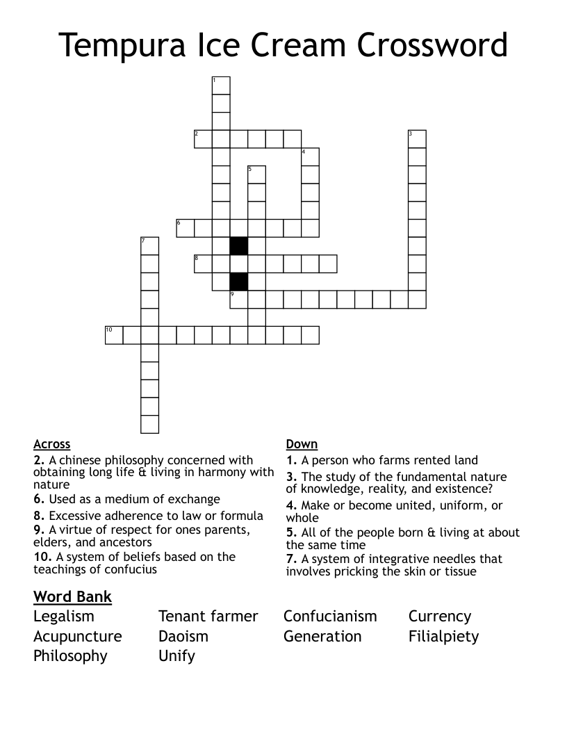 Tempura Ice Cream Crossword