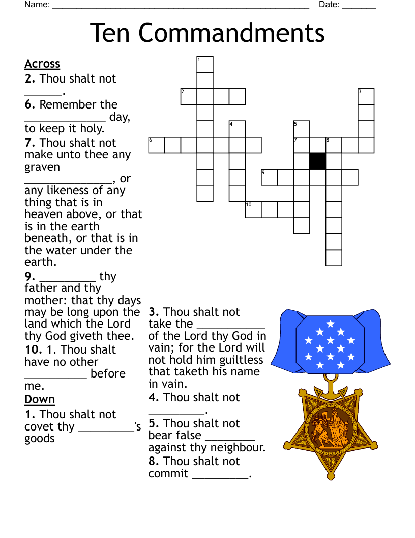 Ten Commandments Crossword