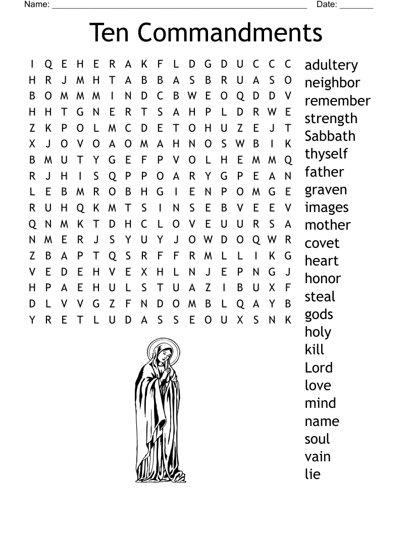 Ten Commandments Word Search