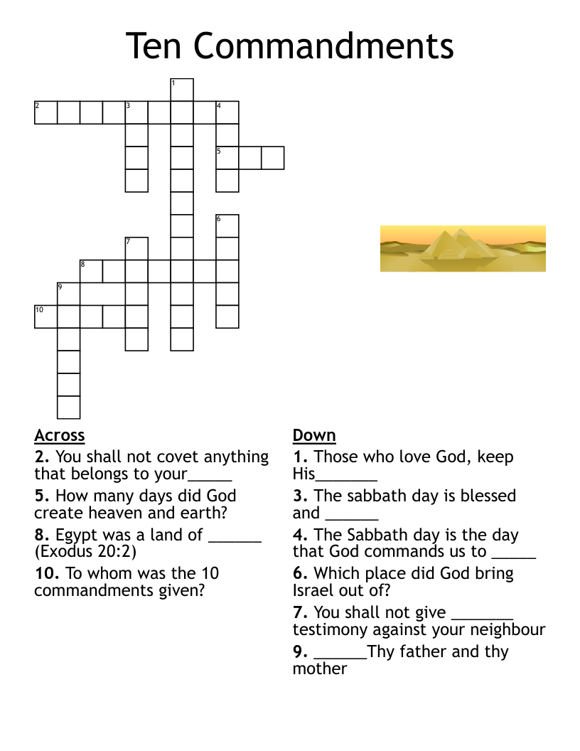 Ten Commandments  Crossword