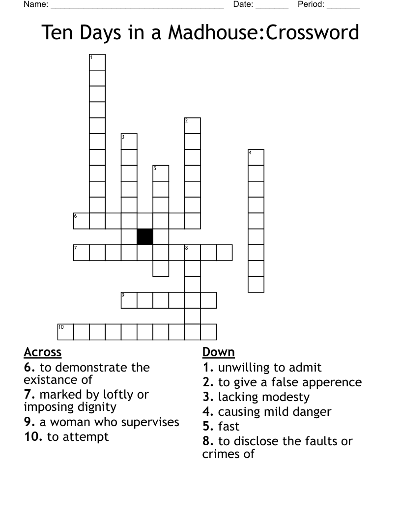 Ten Days in a Madhouse:Crossword