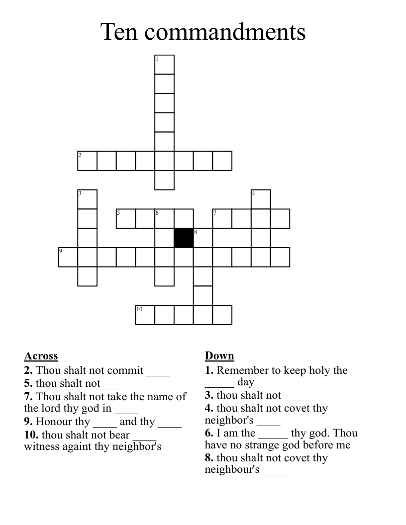 Ten commandments Crossword
