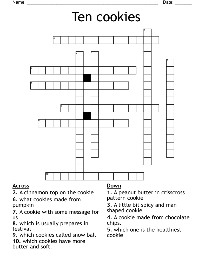 Ten cookies Crossword
