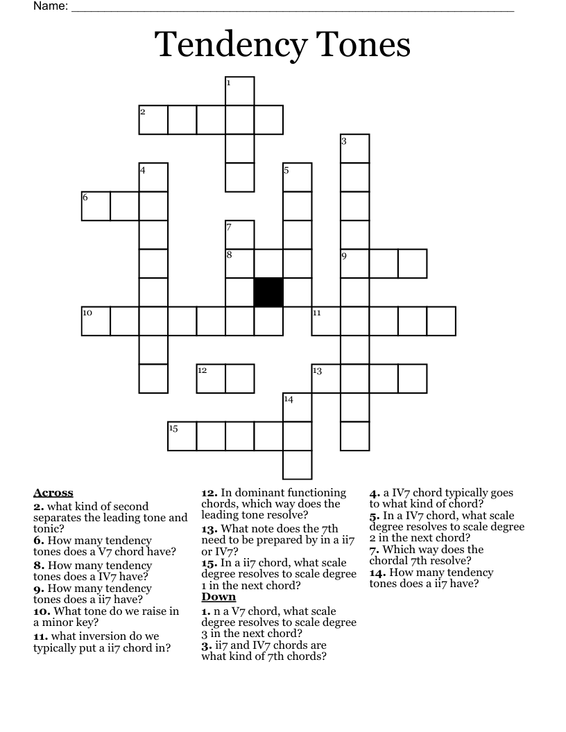 Tendency Tones Crossword