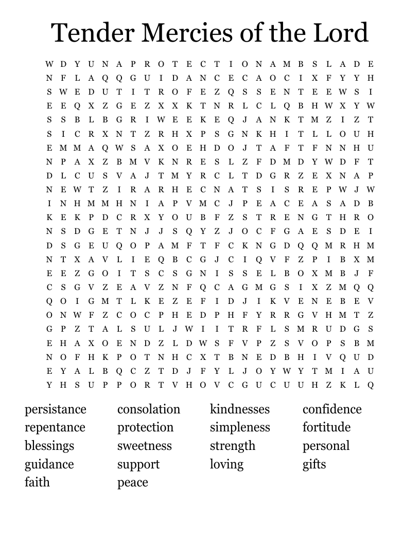 Tender Mercies of the Lord Word Search