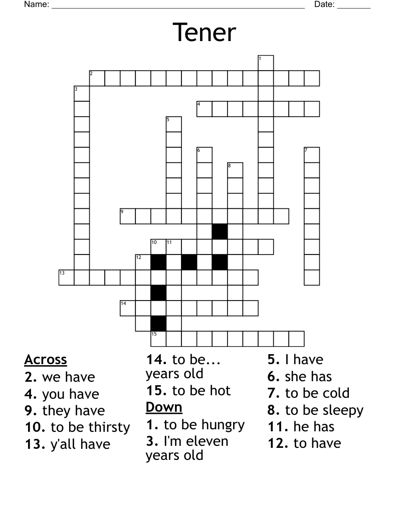 Tener Crossword