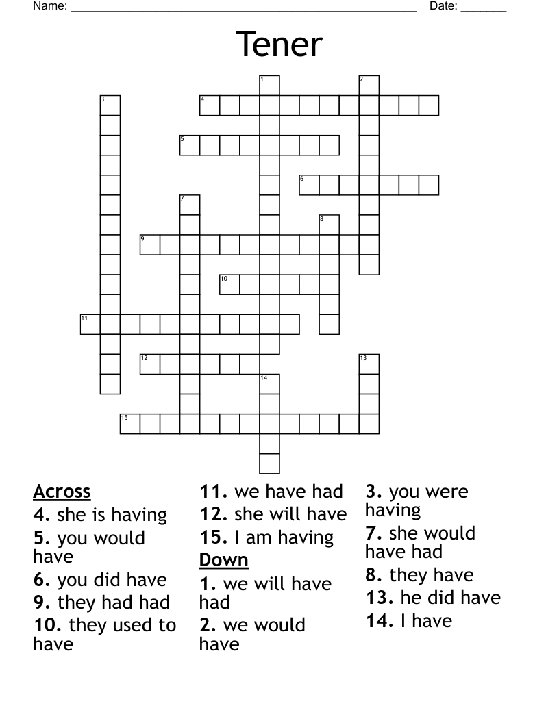 Tener Crossword