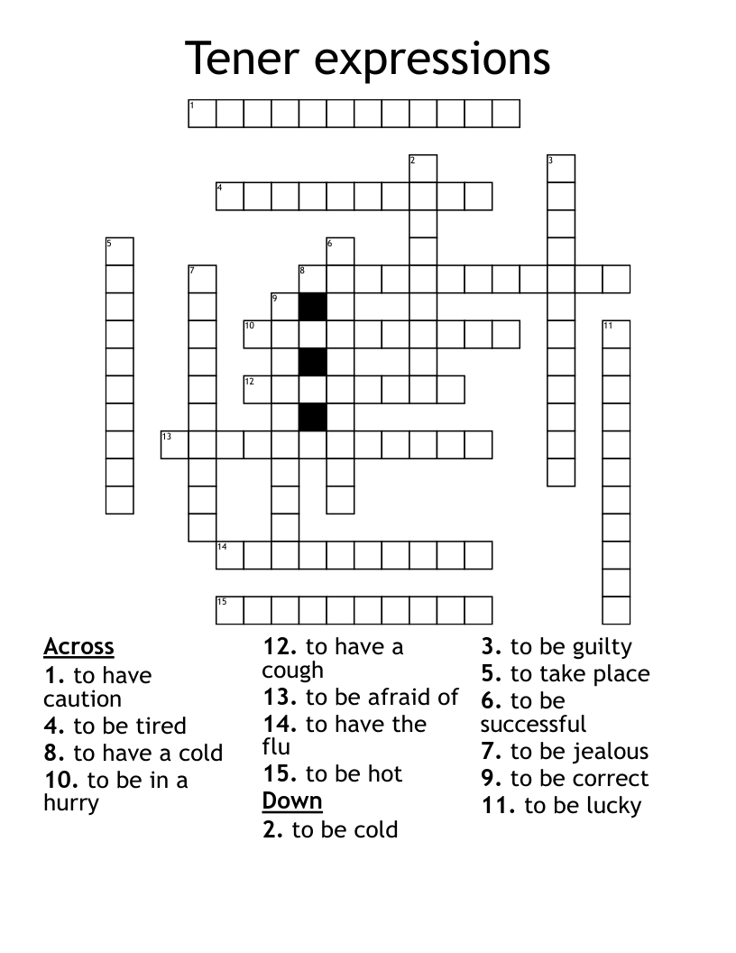Tener expressions Crossword