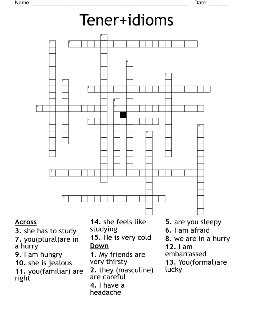 Tener+idioms Crossword