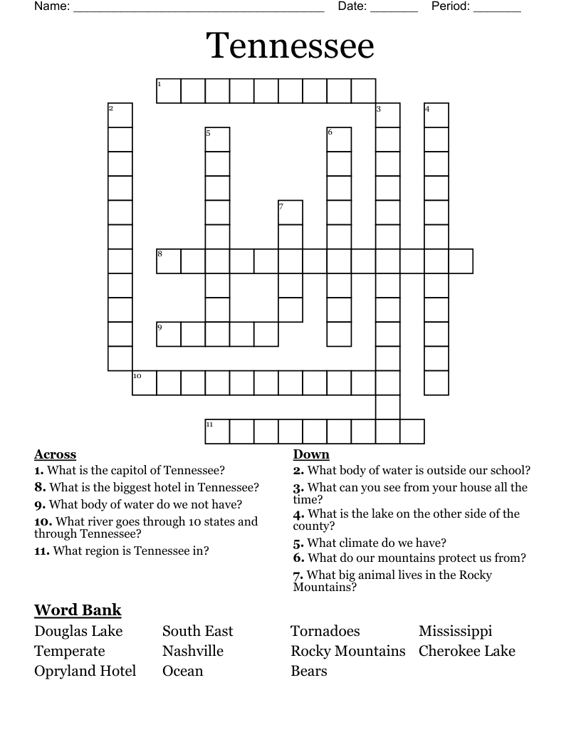 Tennessee Crossword