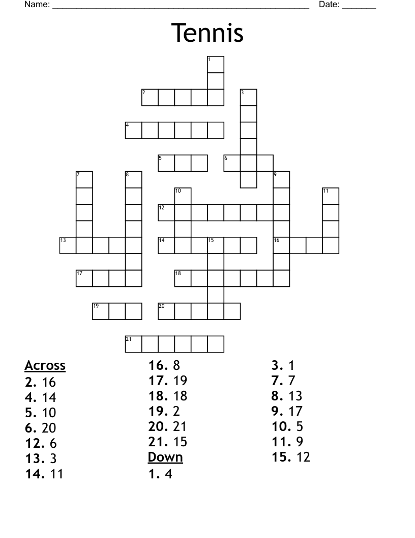 Tennis Crossword
