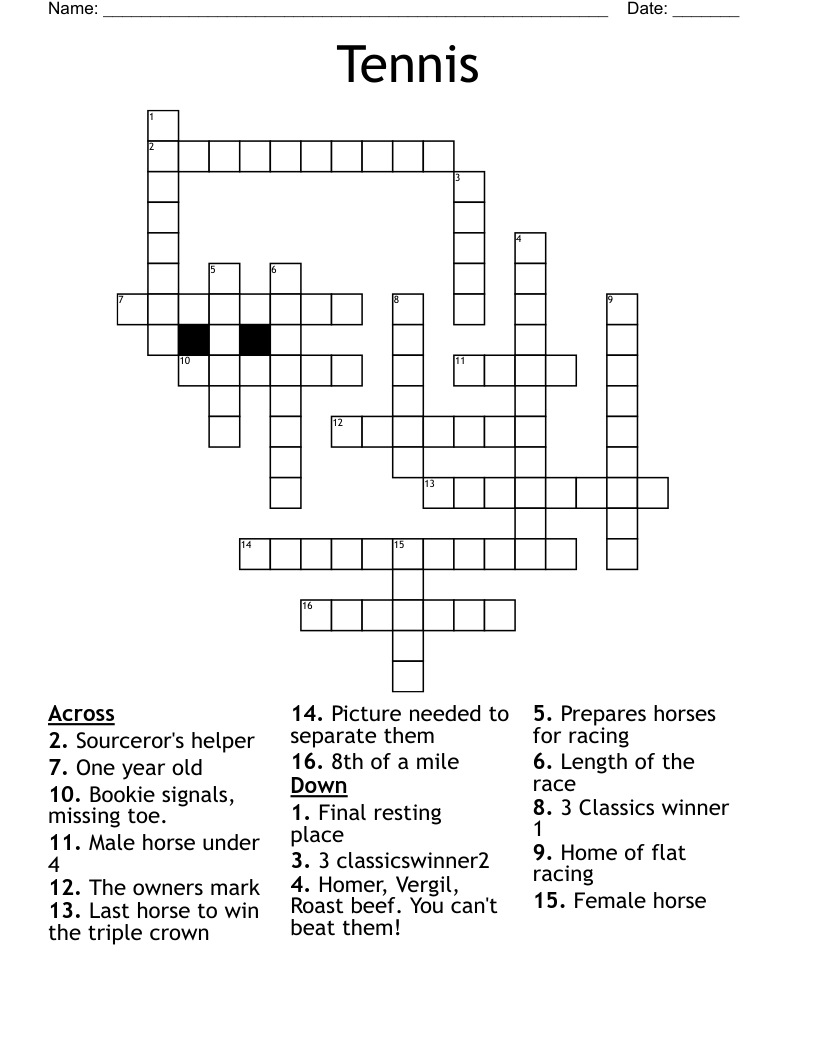 Tennis Crossword