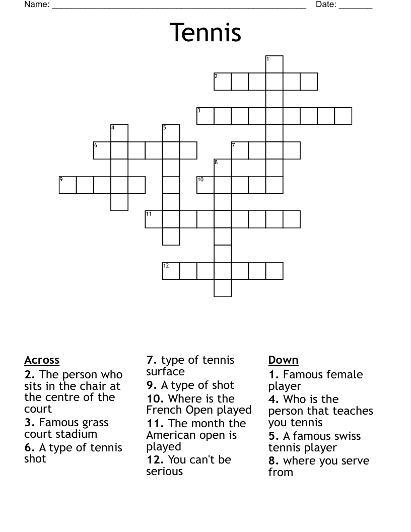 Tennis Crossword
