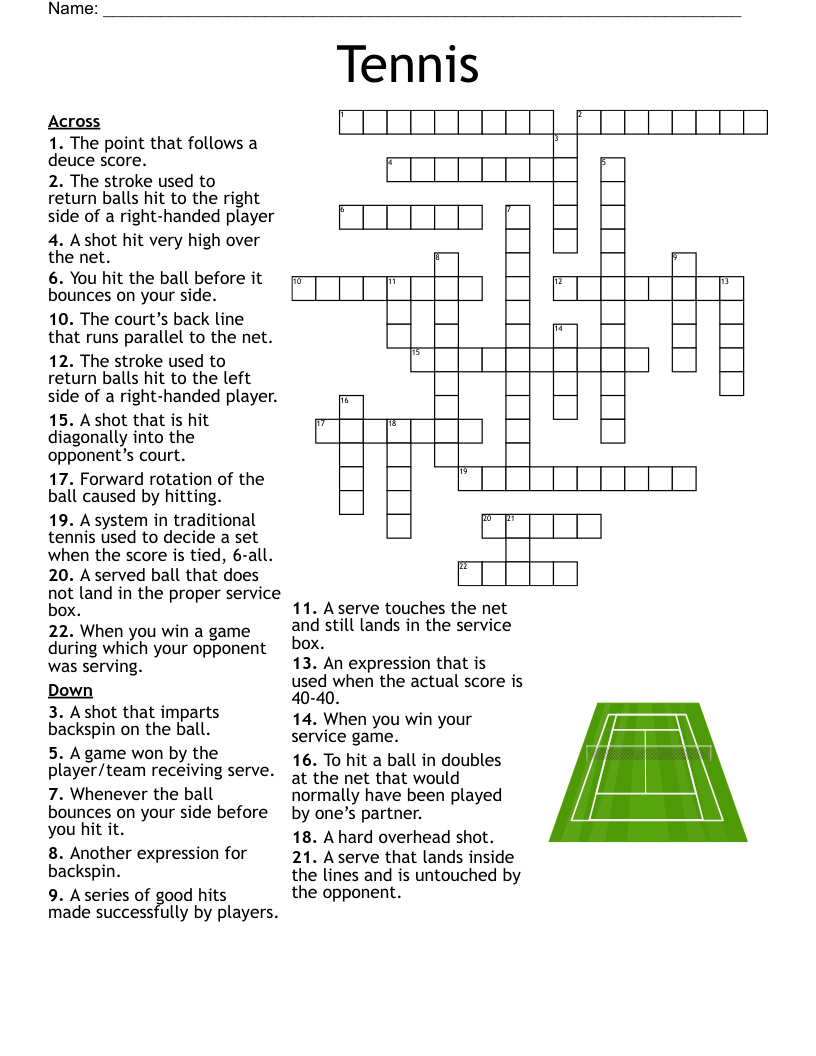Tennis Crossword