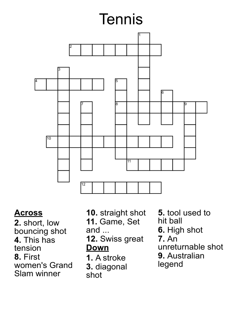 Tennis Crossword