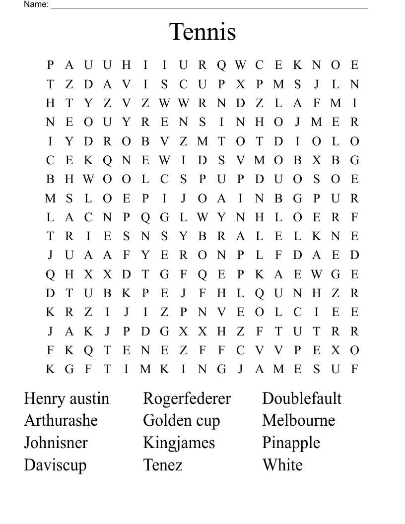 Tennis Word Search