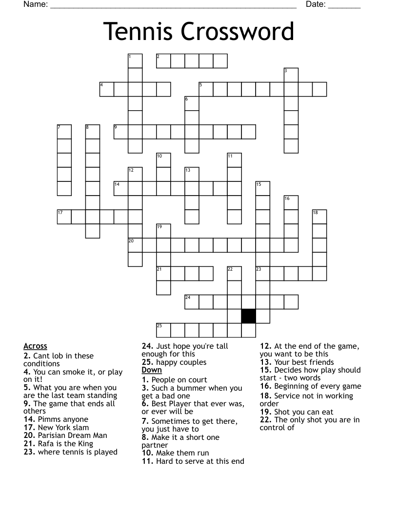Tennis Crossword