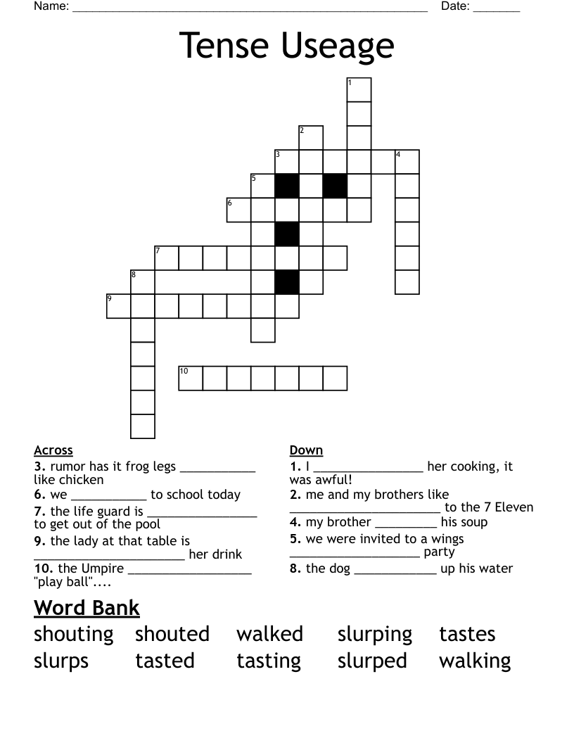 Tense Useage Crossword