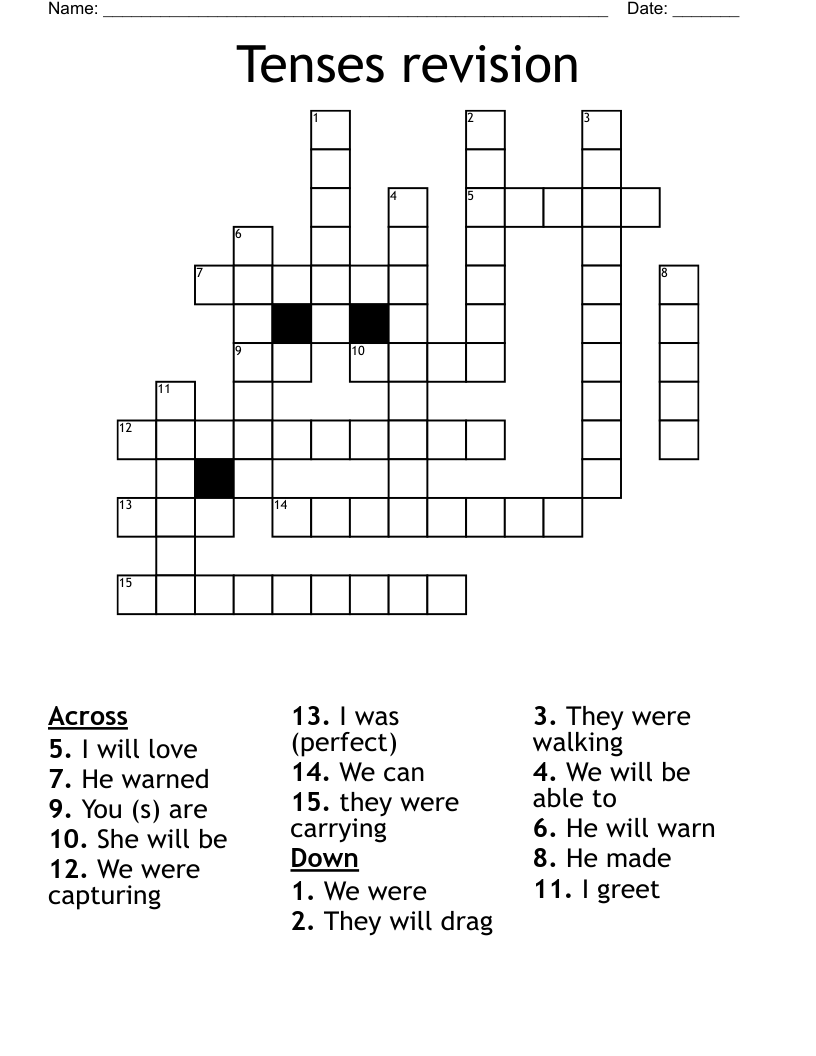 Tenses revision Crossword