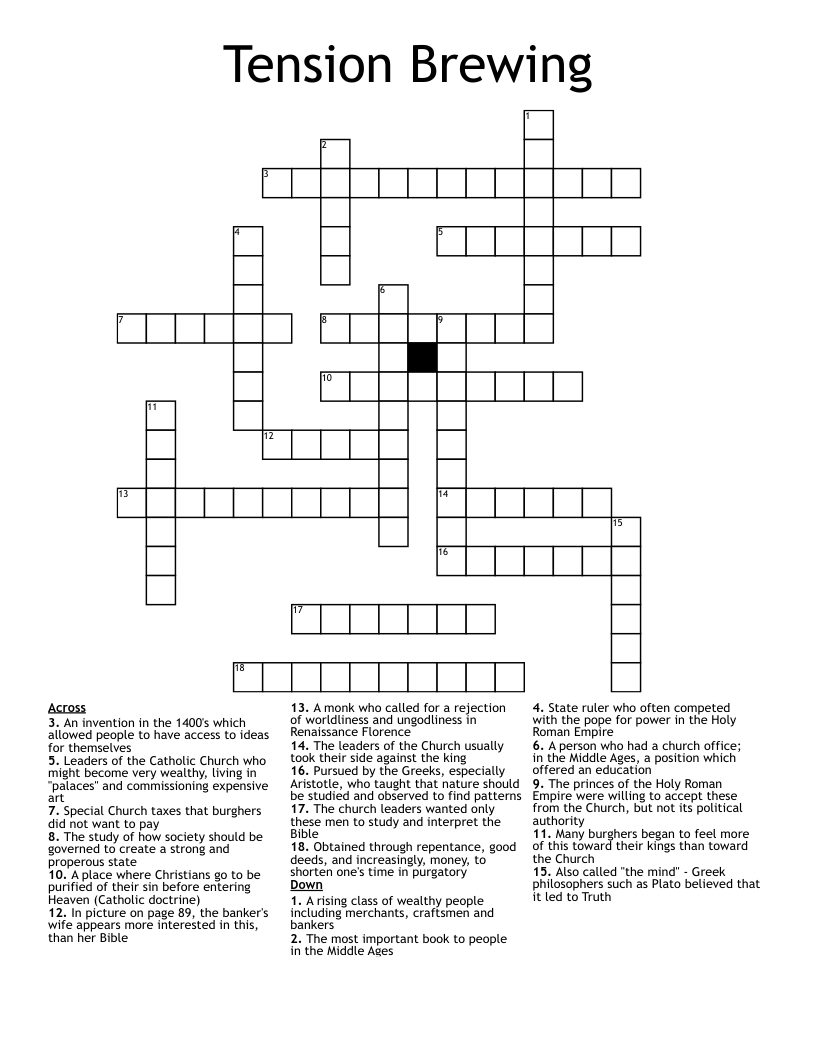 Tension Brewing Crossword