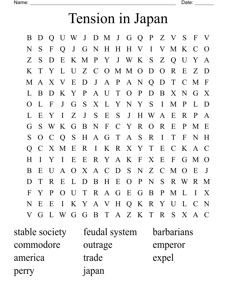 Tension in Japan Word Search