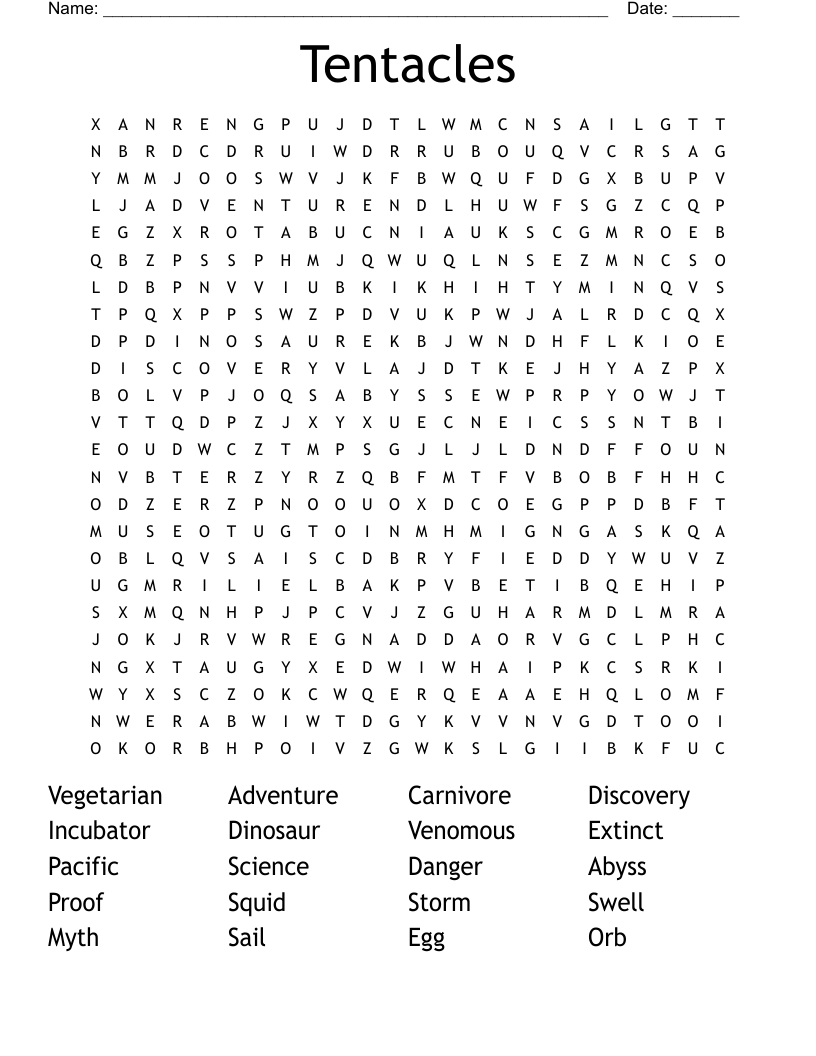 Tentacles Word Search