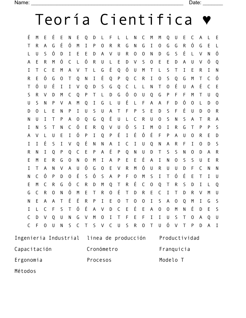 Teoría Cientifica ♥ Word Search